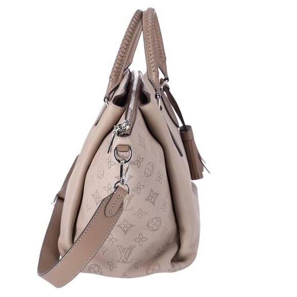 Louis Vuitton Haumea Mahina Satchel Handbag M55031 Galet Grey Leather Tassel - Picture 11 of 17